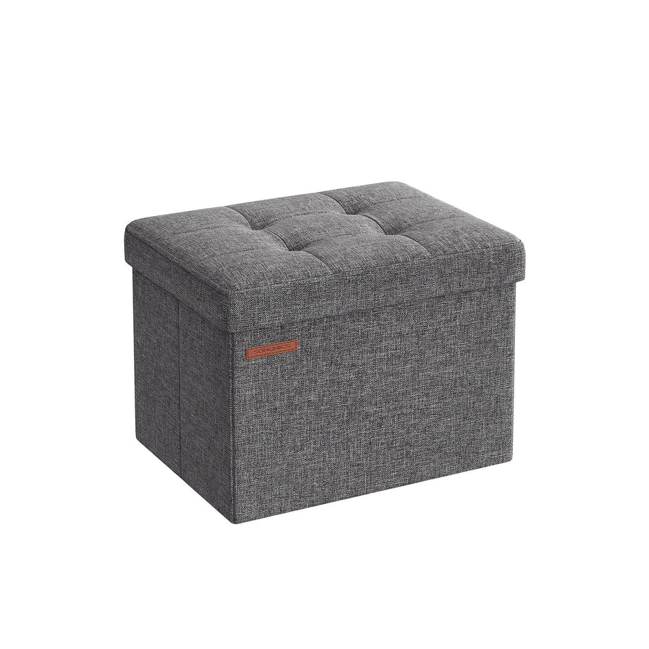 Foldable Storage Ottoman – Fabric – Light Grey – Space-Saving Design