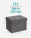 Foldable Storage Ottoman – Fabric – Dark Grey – Compact Design with Storage