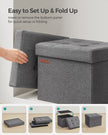 Foldable Storage Ottoman – Fabric – Light Grey – Space-Saving Design