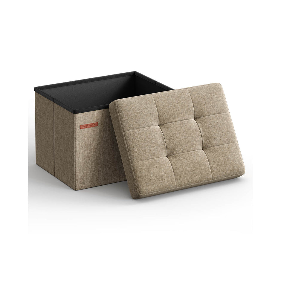 Foldable Storage Ottoman – Fabric – Camel Brown – Versatile Foot Rest with 130 kg Capacity