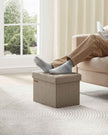 Foldable Storage Ottoman – Fabric – Camel Brown – Versatile Foot Rest with 130 kg Capacity