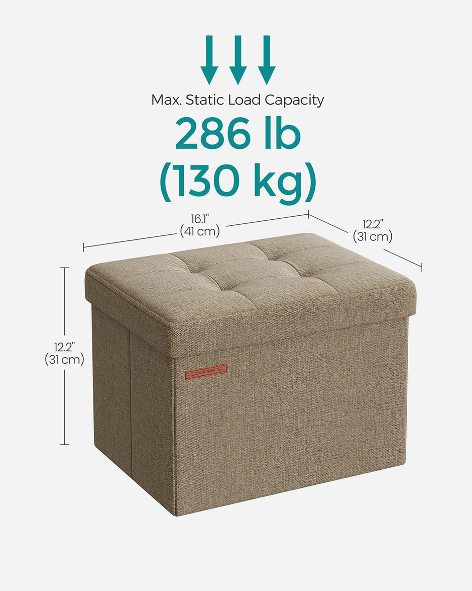 Foldable Storage Ottoman – Fabric – Camel Brown – Versatile Foot Rest with 130 kg Capacity