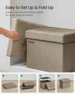 Foldable Storage Ottoman – Fabric – Camel Brown – Versatile Foot Rest with 130 kg Capacity
