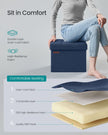 Small Foldable Storage Ottoman – Denim Blue – 31 x 41 cm – Multi-functional Foot Stool with 130 kg Capacity