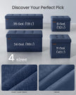 Small Foldable Storage Ottoman – Denim Blue – 31 x 41 cm – Multi-functional Foot Stool with 130 kg Capacity
