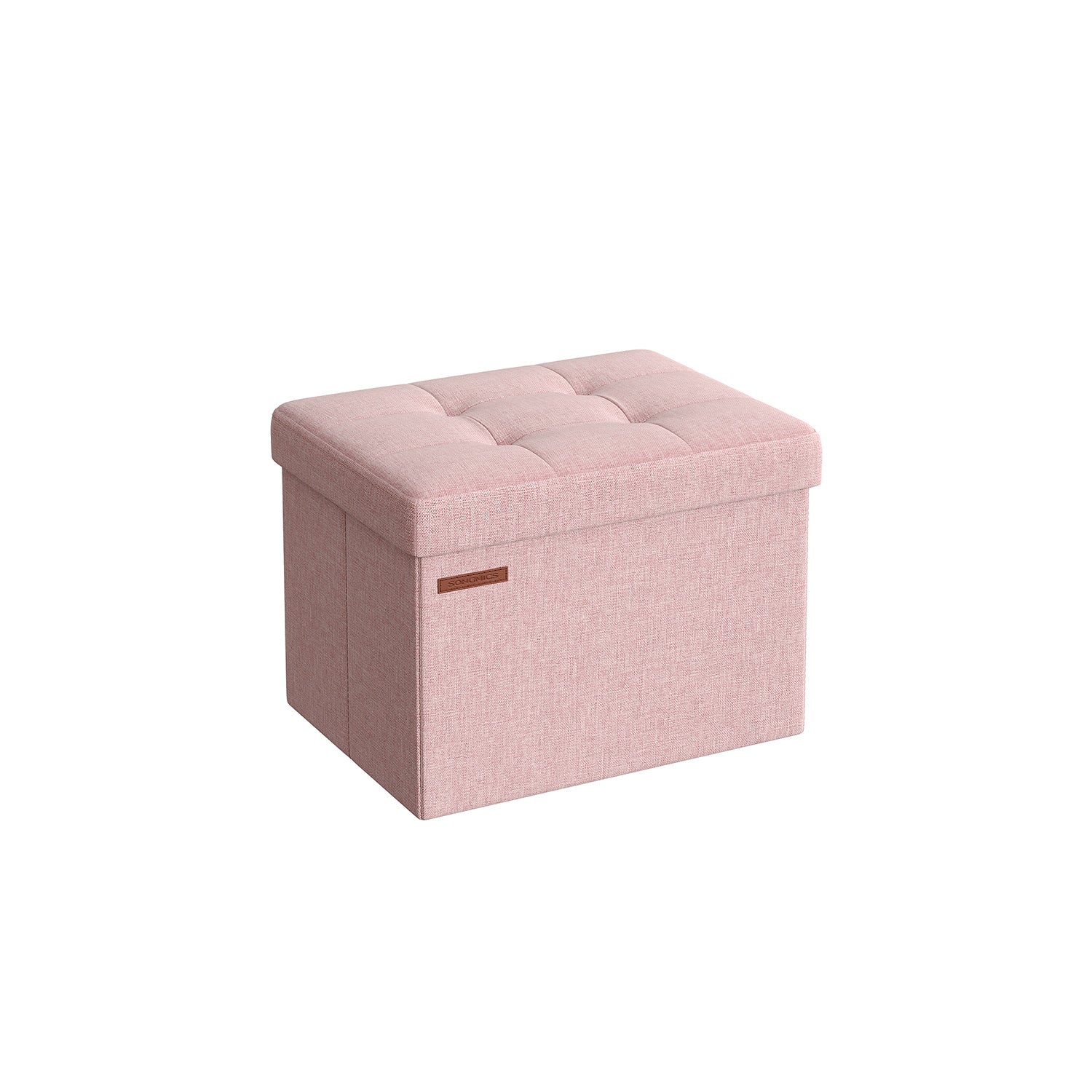 Foldable Storage Ottoman – Fabric – Jelly Pink – Compact Design with Storage
