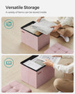 Foldable Storage Ottoman – Fabric – Jelly Pink – Compact Design with Storage