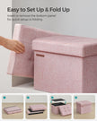 Foldable Storage Ottoman – Fabric – Jelly Pink – Compact Design with Storage