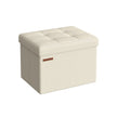Small Foldable Storage Ottoman – Fabric – Cream White – Lightweight and Space-Saving Design