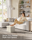 Small Foldable Storage Ottoman – Fabric – Cream White – Lightweight and Space-Saving Design