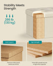 Small Foldable Storage Ottoman – Fabric – Cream White – Lightweight and Space-Saving Design