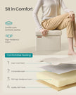 Small Foldable Storage Ottoman – Fabric – Cream White – Lightweight and Space-Saving Design
