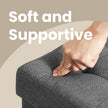 Collapsible Storage Ottoman – Fabric – Dark Grey – Multifunctional Foot Stool with Wooden Feet