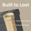 Collapsible Storage Ottoman – Fabric – Dark Grey – Multifunctional Foot Stool with Wooden Feet