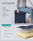Foldable Storage Ottoman – Fabric – Midnight Blue – Compact Foot Rest with Storage