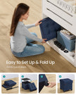 Foldable Storage Ottoman – Fabric – Midnight Blue – Compact Foot Rest with Storage