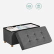 Storage Ottoman – Fabric – Dark Grey – Padded, Foldable with Solid Wood Feet and 65L Capacity