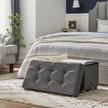 Storage Ottoman – Fabric – Dark Grey – Padded, Foldable with Solid Wood Feet and 65L Capacity