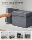 Foldable Storage Ottoman Bench – Velvet – Slate Grey – Versatile Footstool and Storage Chest