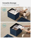 Foldable Ottoman Storage Bench – Velvet – Midnight Blue – Multi-Functional Footstool with Lid