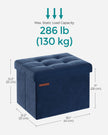 Foldable Ottoman Storage Bench – Velvet – Midnight Blue – Multi-Functional Footstool with Lid