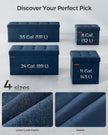 Foldable Ottoman Storage Bench – Velvet – Midnight Blue – Multi-Functional Footstool with Lid