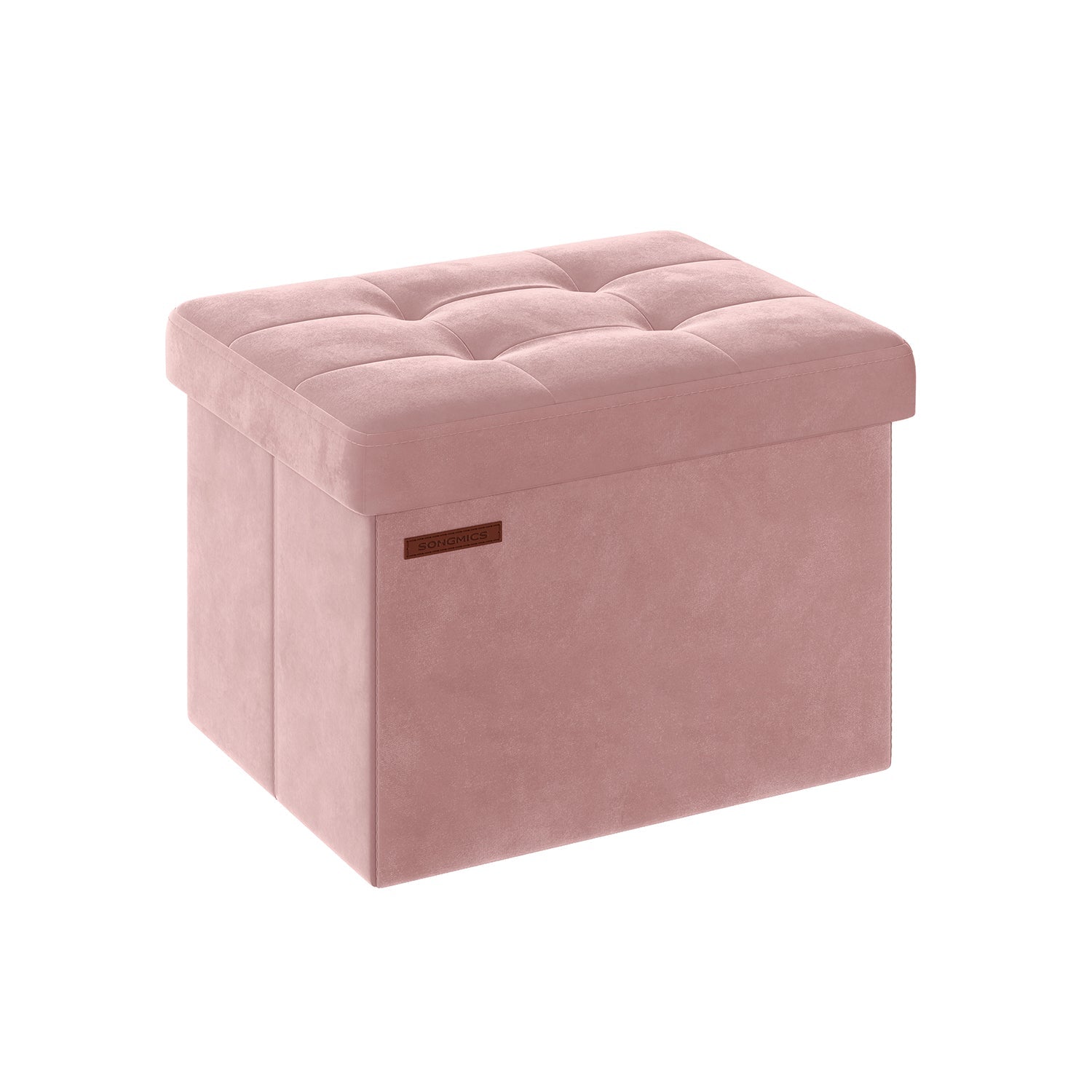 Foldable Storage Ottoman Bench – Velvet – Jelly Pink – Multi-Functional Storage and Footstool