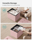 Foldable Storage Ottoman Bench – Velvet – Jelly Pink – Multi-Functional Storage and Footstool