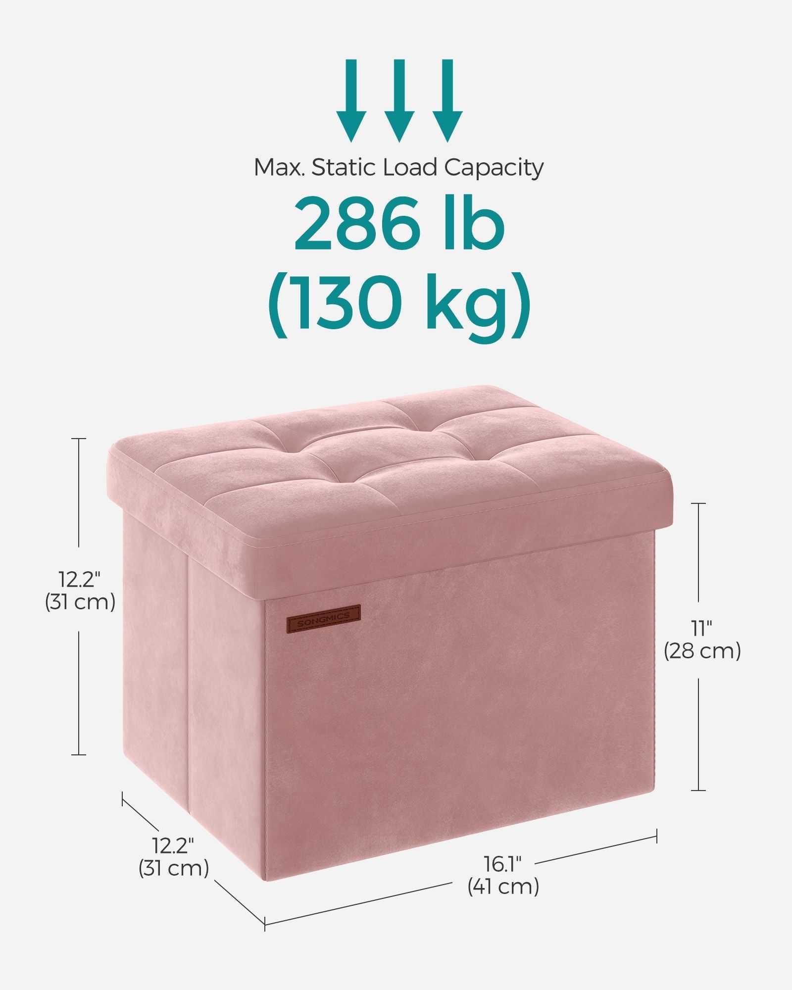 Foldable Storage Ottoman Bench – Velvet – Jelly Pink – Multi-Functional Storage and Footstool