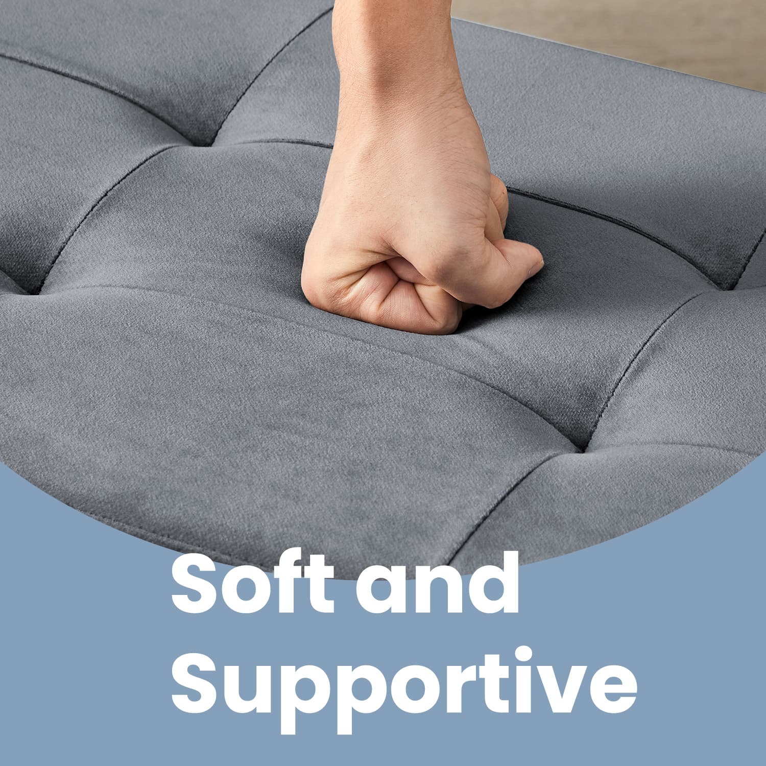 Storage Ottoman – Fabric – Slate Grey – Foldable with Storage, Ideal for Living Room and Bedroom