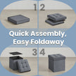 Storage Ottoman – Fabric – Slate Grey – Foldable with Storage, Ideal for Living Room and Bedroom