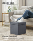 Foldable Storage Ottoman Bench – Velvet – Slate Grey – Versatile Footstool and Storage Chest