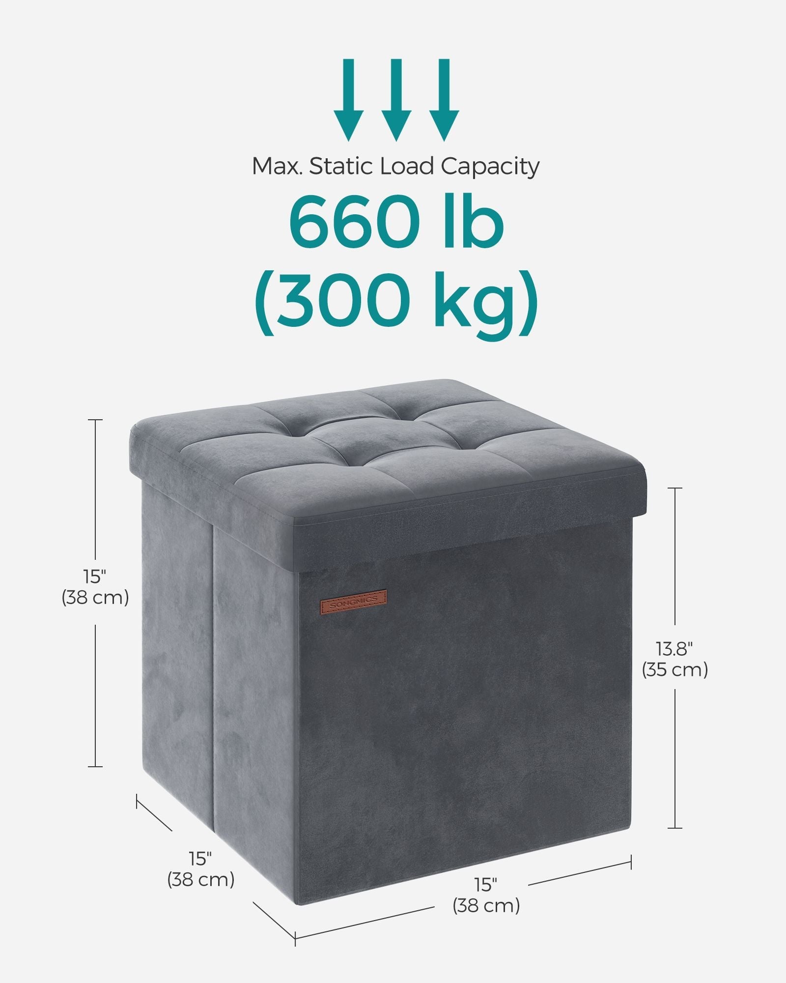 Foldable Storage Ottoman Bench – Velvet – Slate Grey – Versatile Footstool and Storage Chest