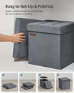 Foldable Storage Ottoman Bench – Velvet – Slate Grey – Versatile Footstool and Storage Chest