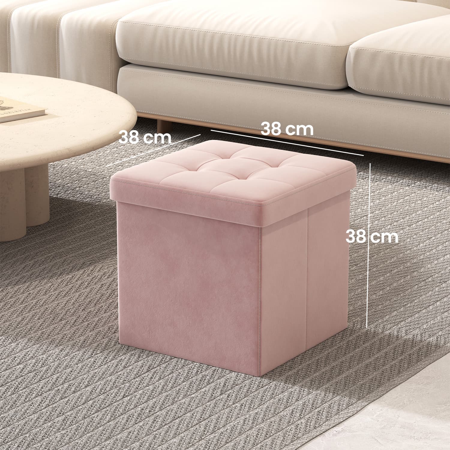 Storage Ottoman – Fabric – Slate Grey – Foldable with Storage, Ideal for Living Room and Bedroom