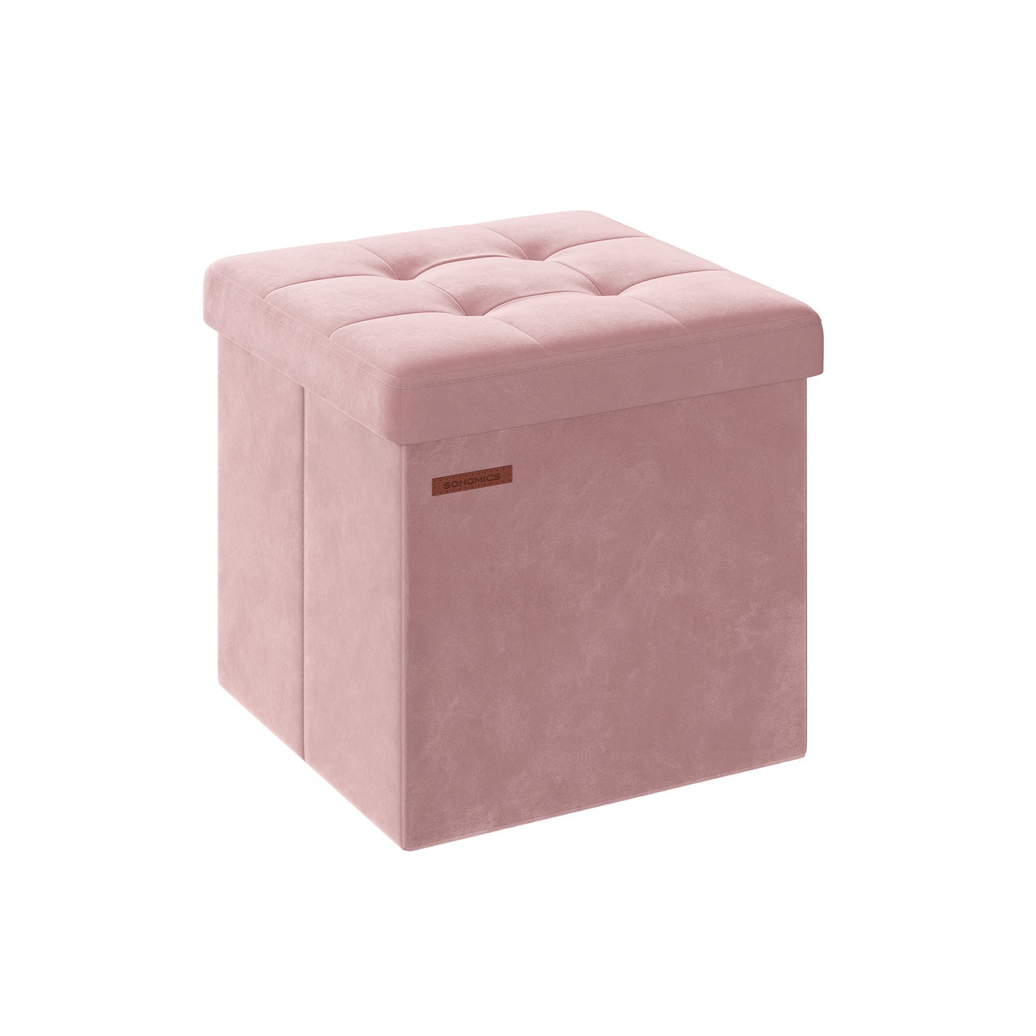 Storage Ottoman Bench – Velvet – Jelly Pink – Foldable Design with Lid