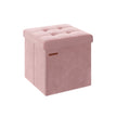 Storage Ottoman Bench – Velvet – Jelly Pink – Foldable Design with Lid