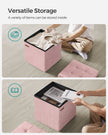 Storage Ottoman Bench – Velvet – Jelly Pink – Foldable Design with Lid