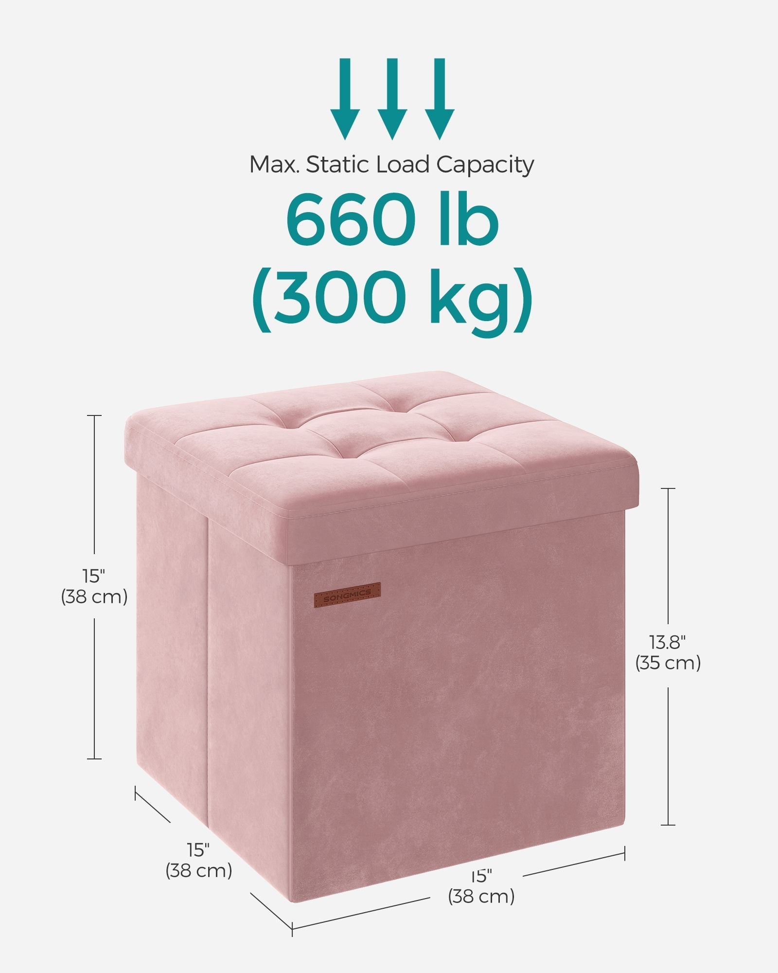 Storage Ottoman Bench – Velvet – Jelly Pink – Foldable Design with Lid