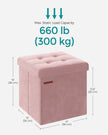 Storage Ottoman Bench – Velvet – Jelly Pink – Foldable Design with Lid