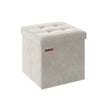 Foldable Storage Ottoman – Velvet – Cream White – Versatile Bench with Lid for Living Room, Hallway, Bedroom