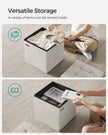 Foldable Storage Ottoman – Velvet – Cream White – Versatile Bench with Lid for Living Room, Hallway, Bedroom