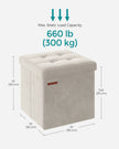 Foldable Storage Ottoman – Velvet – Cream White – Versatile Bench with Lid for Living Room, Hallway, Bedroom