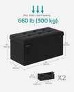 Foldable Velvet Storage Ottoman Bench – Ink Black – Includes 2 Extra Storage Boxes – 300 kg Load Capacity – Ideal for Hallway and Living Room