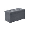 Foldable Storage Ottoman Bench – Velvet – Grey – Includes Extra Storage Boxes
