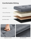 Foldable Storage Ottoman Bench – Velvet – Grey – Includes Extra Storage Boxes