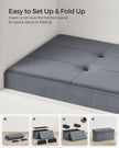 Foldable Storage Ottoman Bench – Velvet – Grey – Includes Extra Storage Boxes