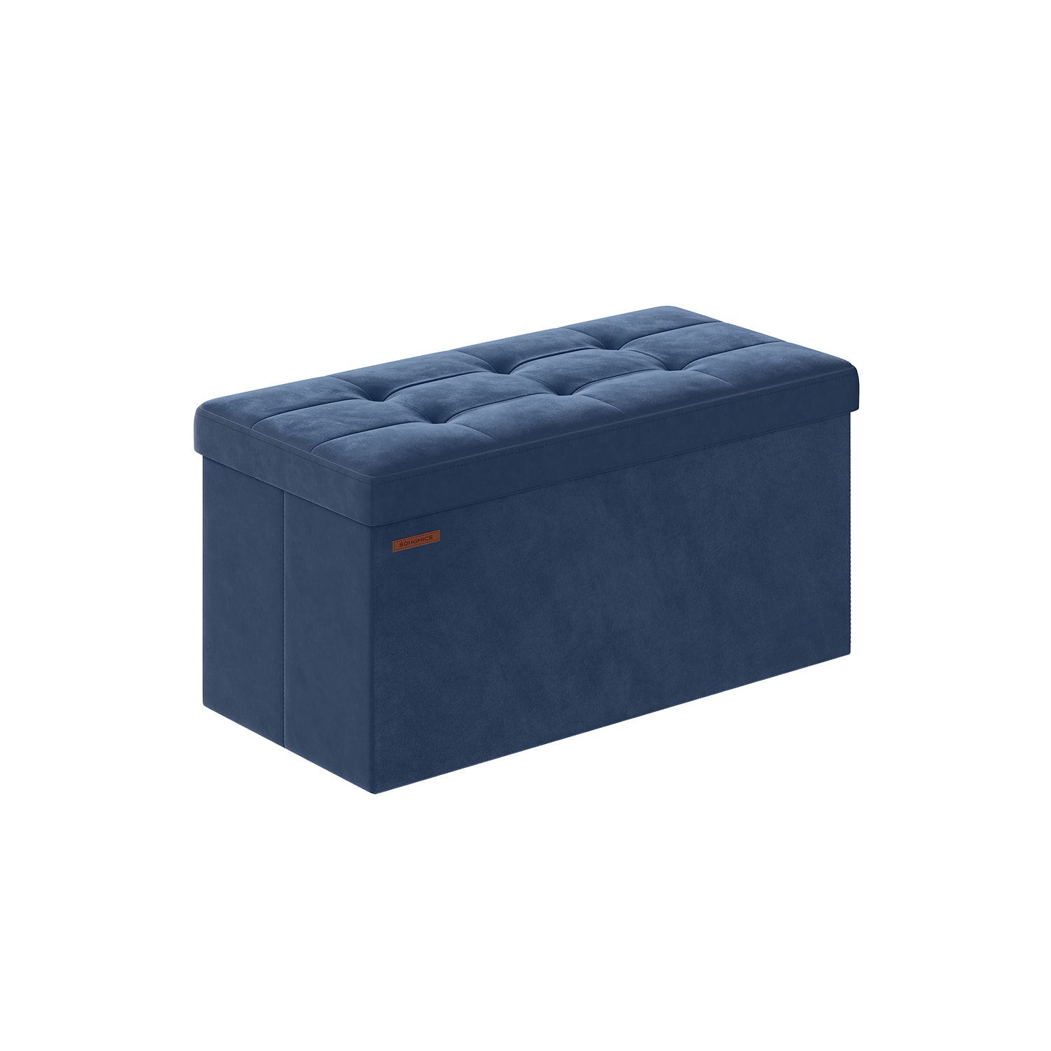Foldable Storage Ottoman – Velvet – Midnight Blue – Includes Extra Storage Boxes