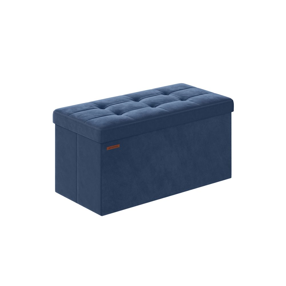 Foldable Velvet Storage Ottoman Bench – Ink Black – Includes 2 Extra Storage Boxes – 300 kg Load Capacity – Ideal for Hallway and Living Room