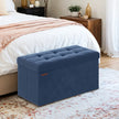 Foldable Storage Ottoman – Velvet – Slate Grey – Includes 2 Extra Storage Boxes